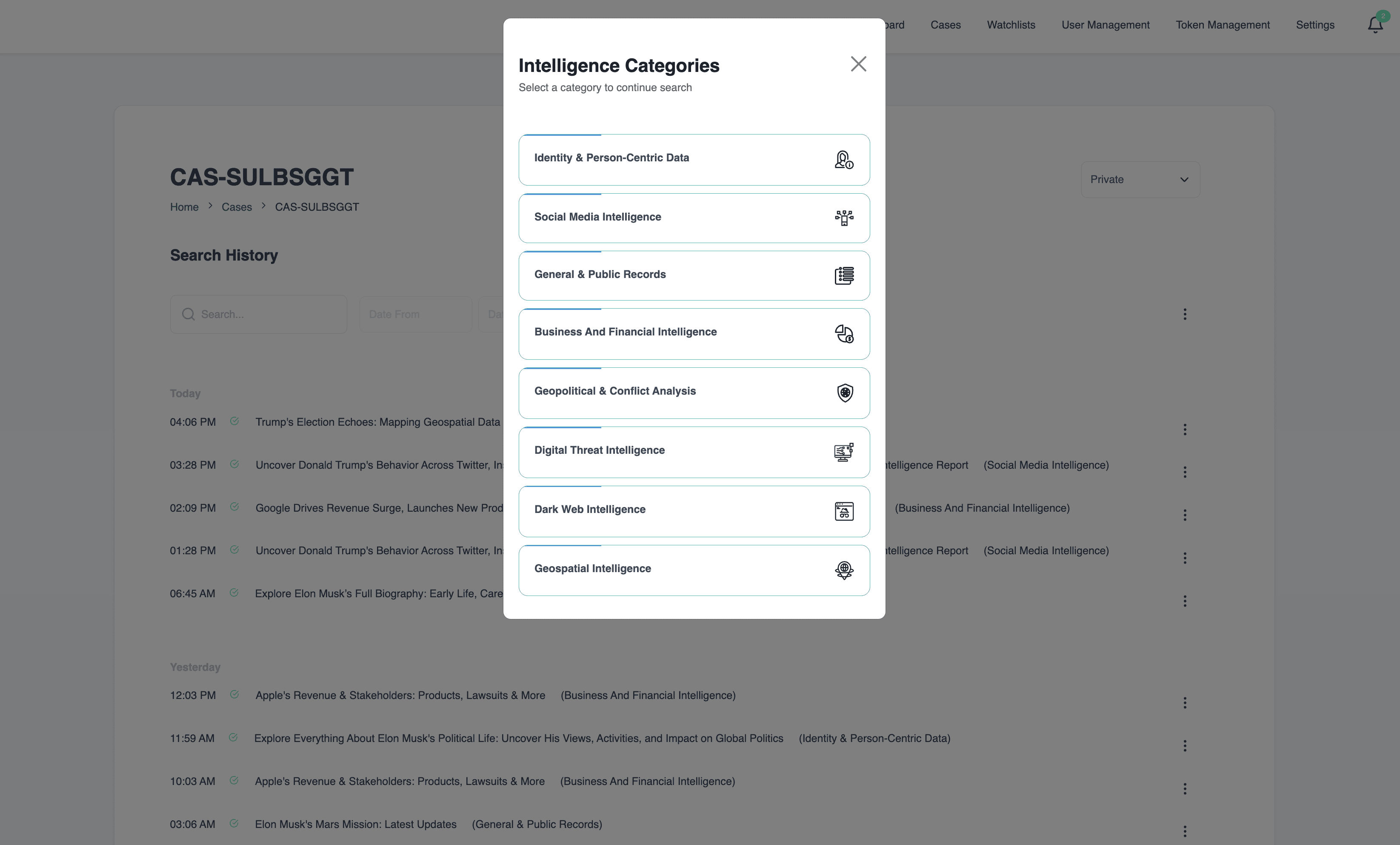 Search Intelligence Categories